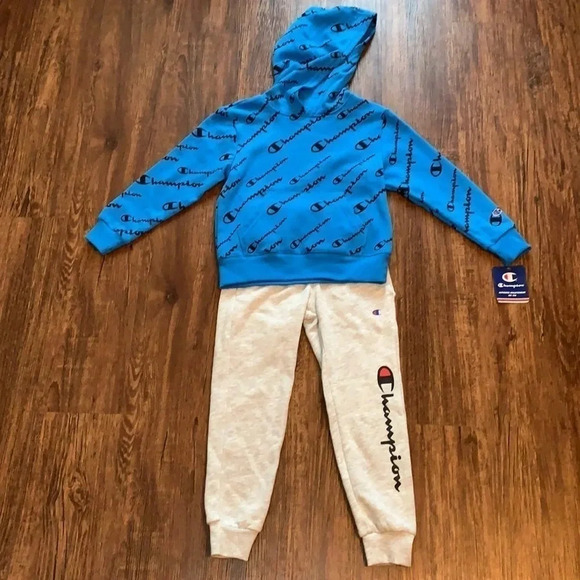 Champion Logo Fleece Hoodie Set Kids - Picture 1 of 9